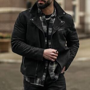 THURSDAY BOOT CO. Men's Motorcycle Jacket - The Moto Jacket - Black Leather - M